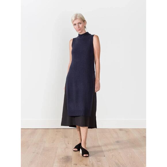 Joseph Dress Medium Navy Joy Wool Cashmere Layering Midi Duster Tunic Minimalist - Picture 5 of 12